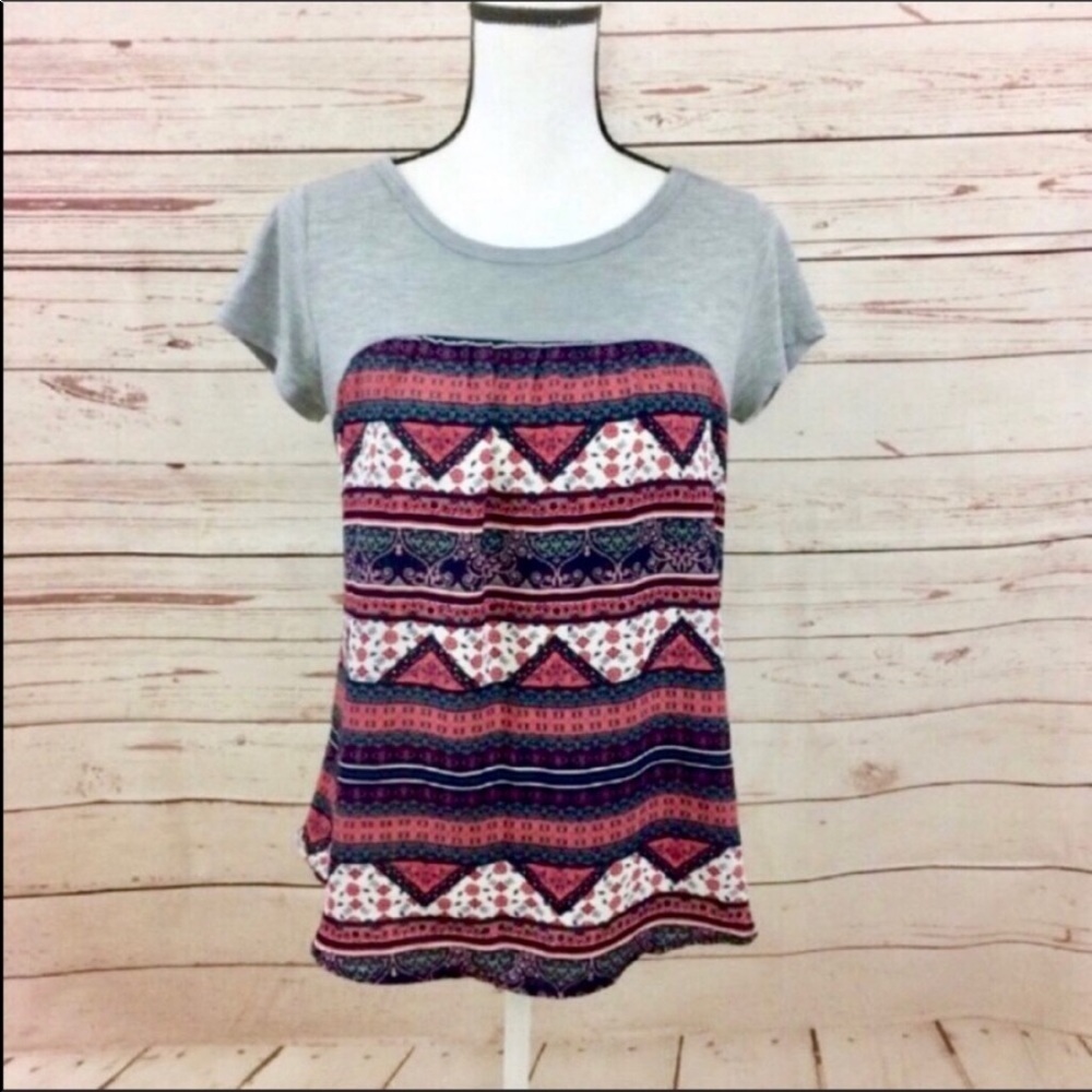 Maurices Aztec Gray Crisscross Tee